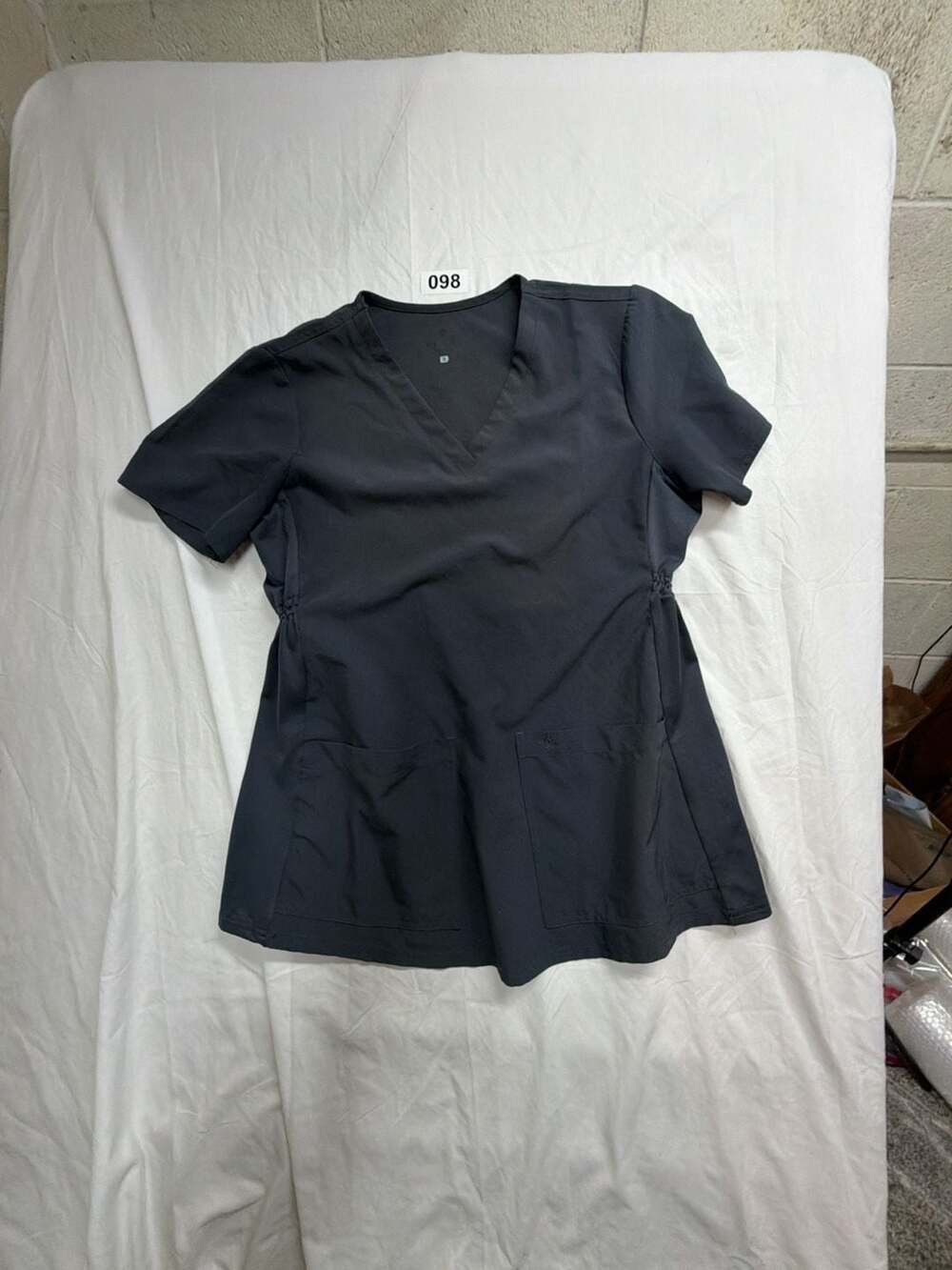 Med Couture Maternity V-Neck Scrub Top Charcoal Grey Small